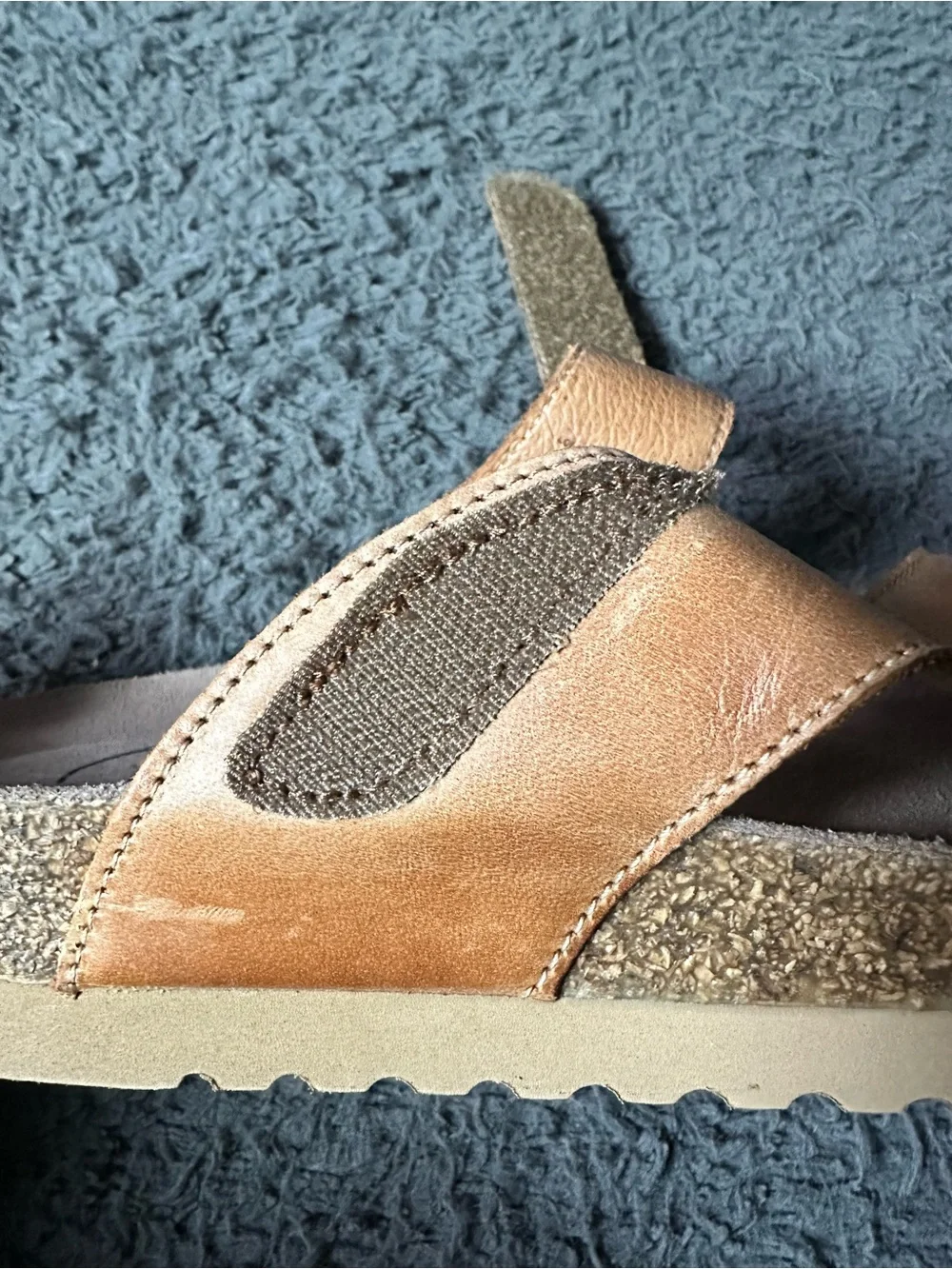 Taos Lola Leather Thong Sandals in Cognac Cork Platform Size 8/8.5